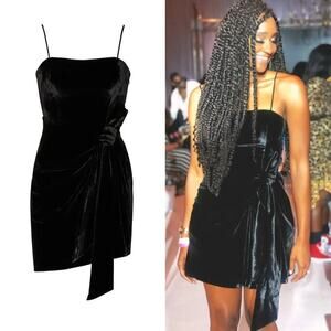 Cinq a Sept Kiki Dress Draped Velvet Cocktail Party Sheath Mini Black Size 6